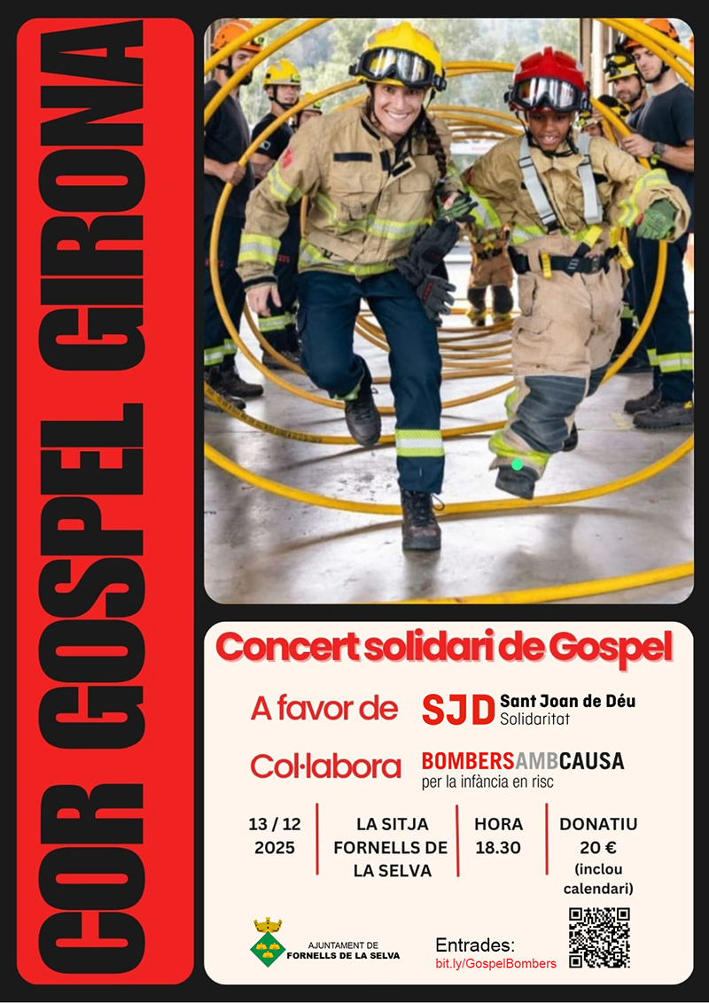 Cartell concert solidari de gospel del Cor Gospel Girona a Fornells de la Selva.